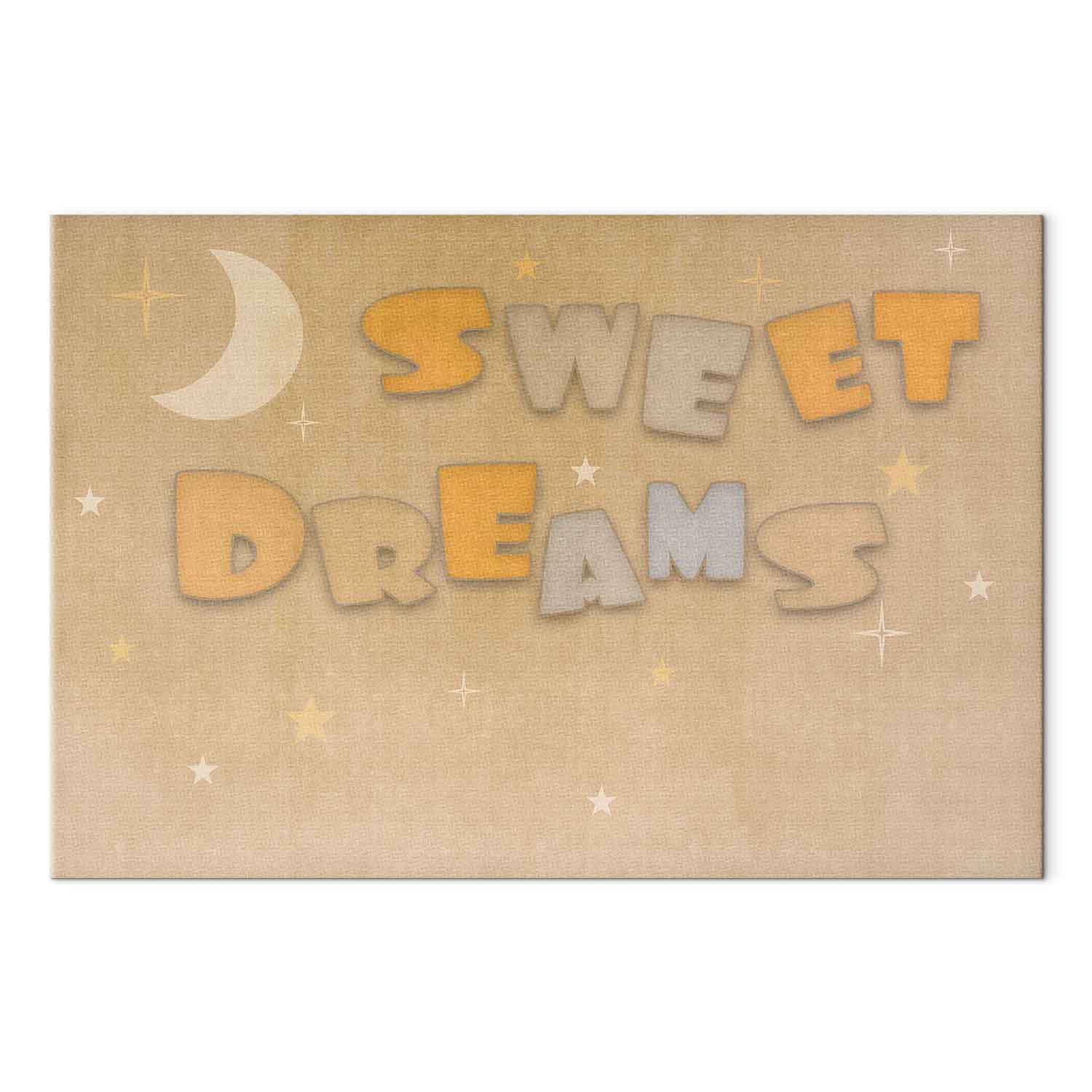 Sweet Dreams Moon and Stars Pastel Canvas Print