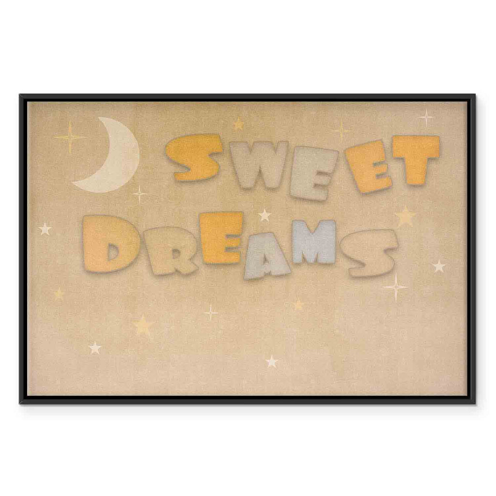 Sweet Dreams Moon and Stars Pastel Canvas Print