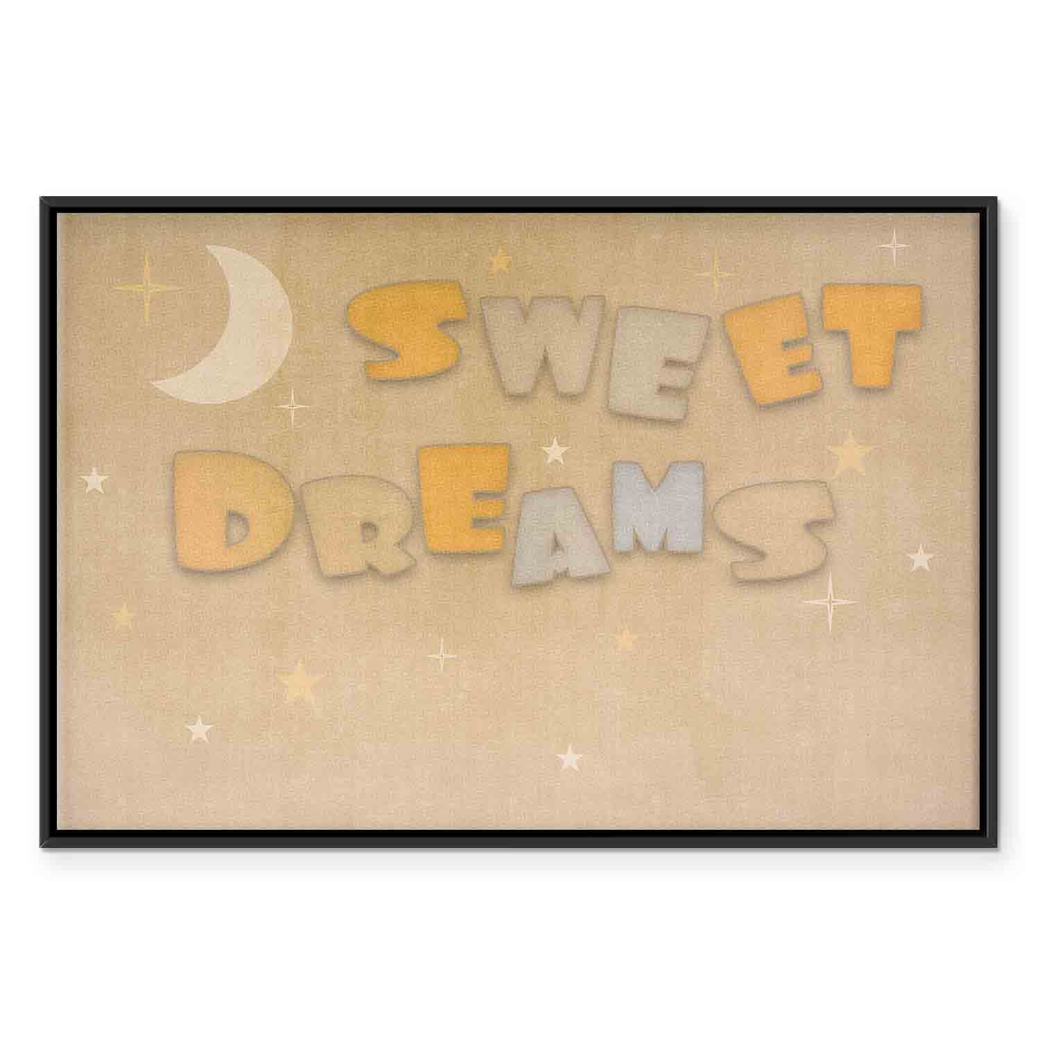 Sweet Dreams Moon and Stars Pastel Canvas Print