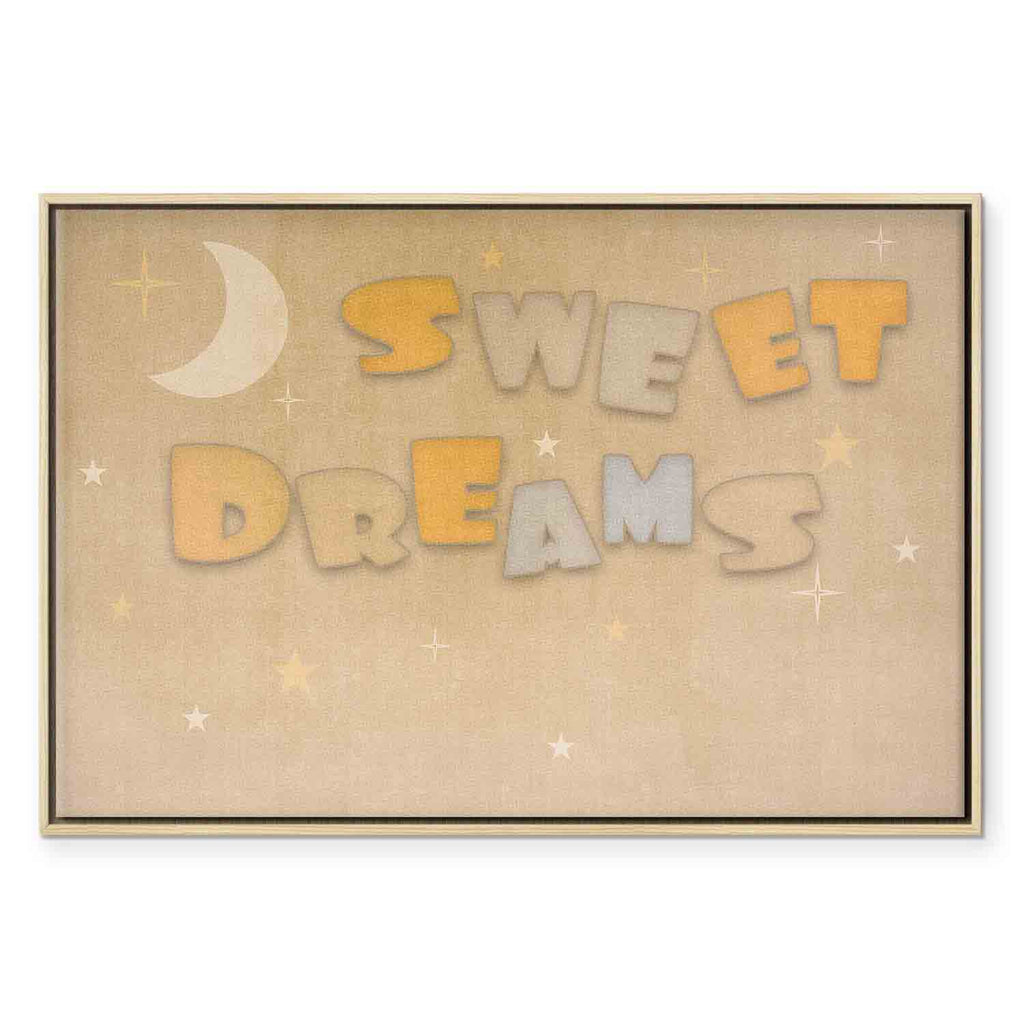Sweet Dreams Moon and Stars Pastel Canvas Print