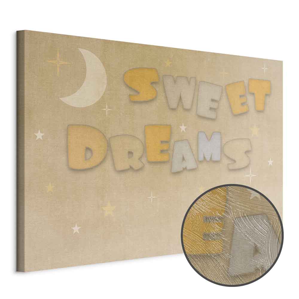 Sweet Dreams Moon and Stars Pastel Canvas Print