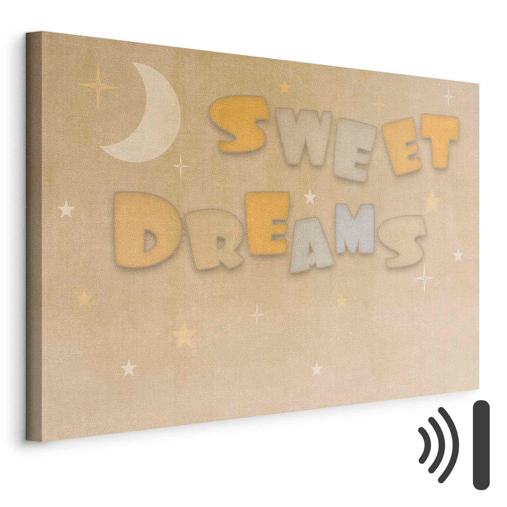 Sweet Dreams Moon and Stars Pastel Canvas Print