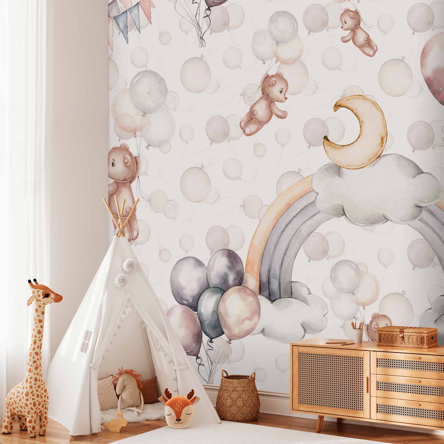 Bears in the Sky Kids Wall Mural