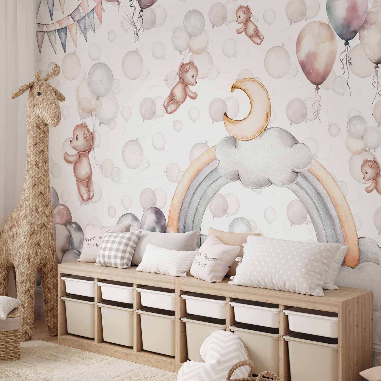 Bears in the Sky Kids Wall Mural