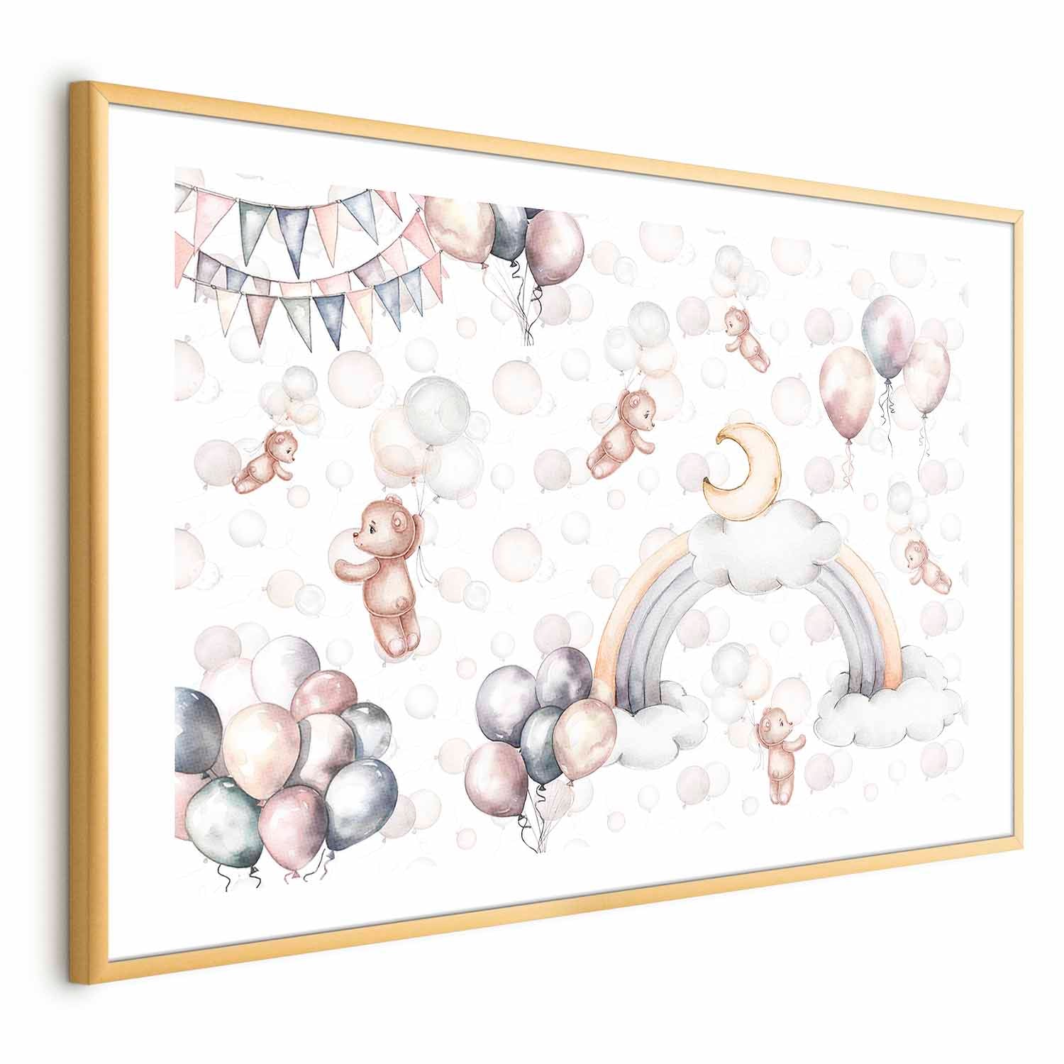 Bears in the Sky Beige Kids Poster