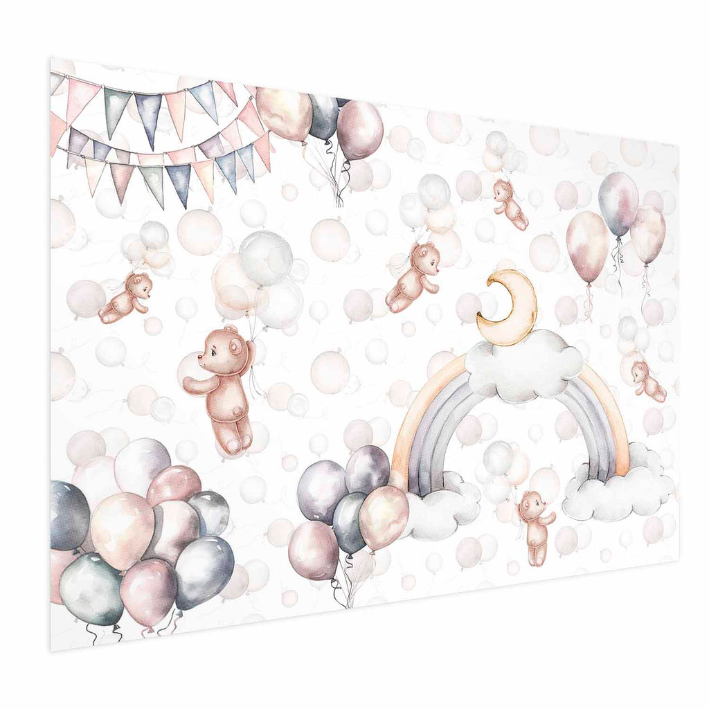 Bears in the Sky Beige Kids Poster