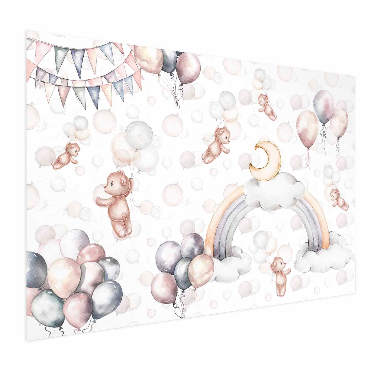 Bears in the Sky Beige Kids Poster