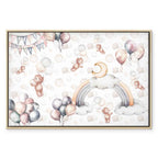 Flying Toy Bears Pastel Balloon Canvas Print