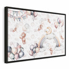 Canvas Print Toy Bears with Balloons in Subtle Pastel Hues
