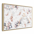 Canvas Print Toy Bears with Balloons in Subtle Pastel Hues