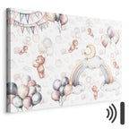 Flying Toy Bears Pastel Balloon Canvas Print