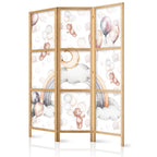 Japanese Room Divider with Plush Bears and Balloons - Pastel Colors