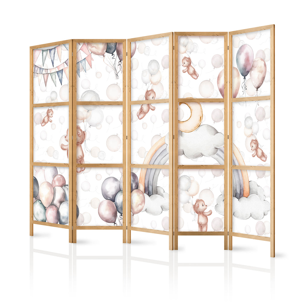 Pastel Japanese Room Divider with Plush Bears
