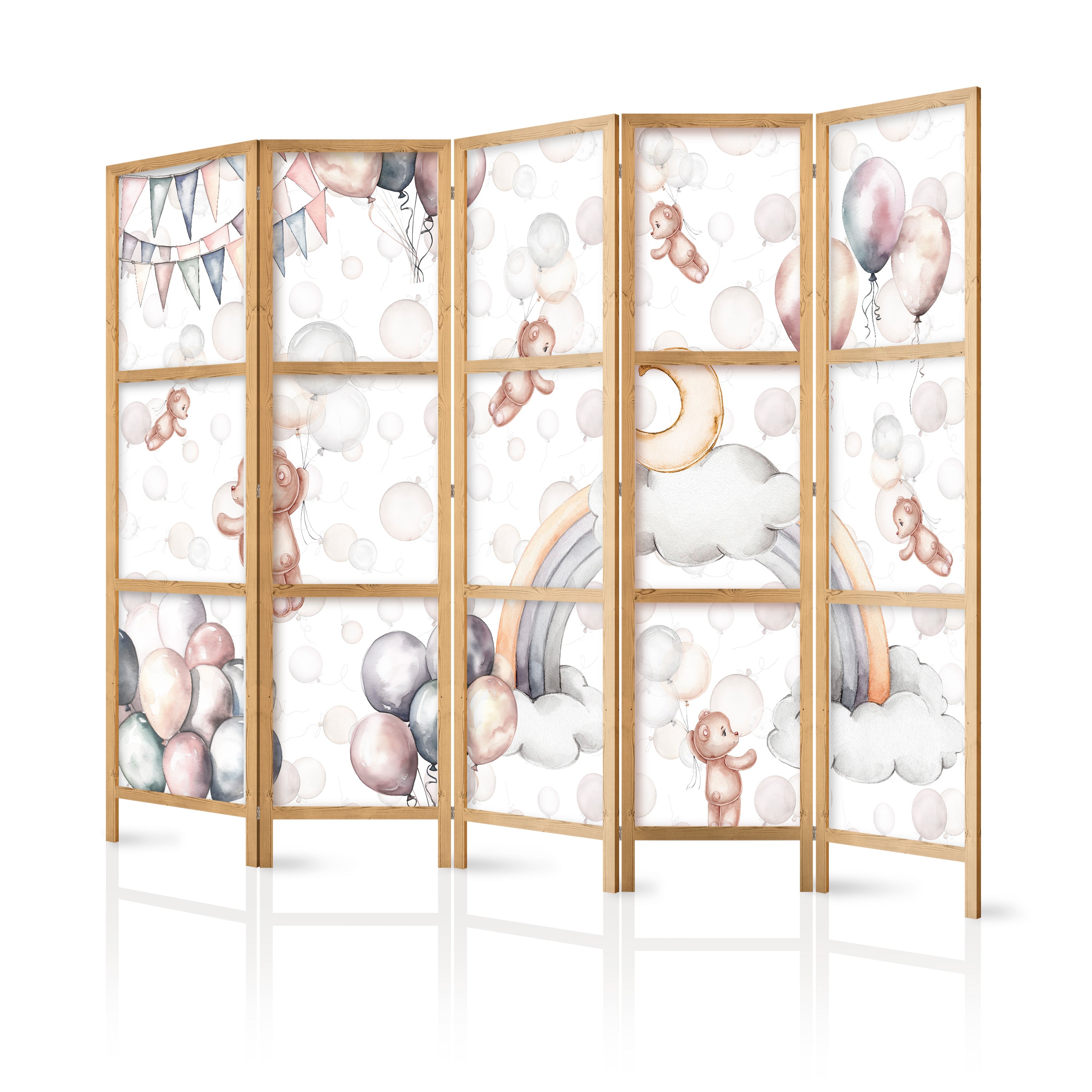 Pastel Japanese Room Divider with Plush Bears