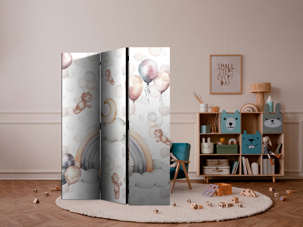 Room Divider Plush Bears with Balloons in Pastel Hues