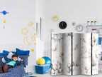 Room Divider - Plush Bears with Balloons, 5-panel, Pastel Hues