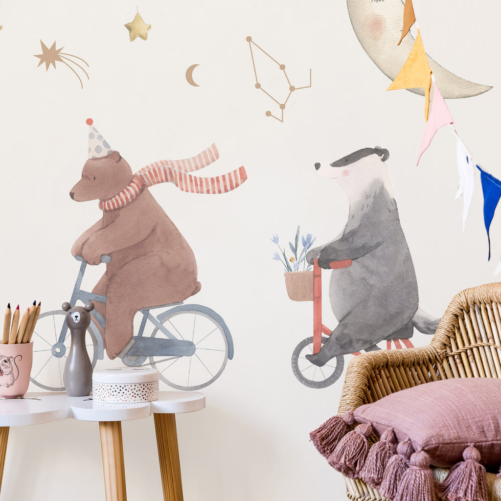 Wall Mural Subtle Animals Among the Stars Watercolour