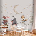 Watercolour Starry Animal Nursery Wall Mural