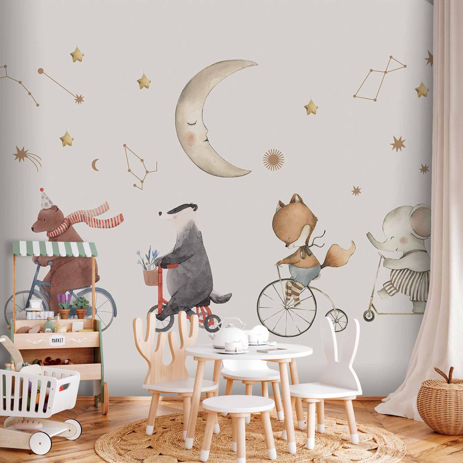 Wall Mural Subtle Animals Among the Stars Watercolour