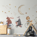 Watercolour Starry Animal Nursery Wall Mural
