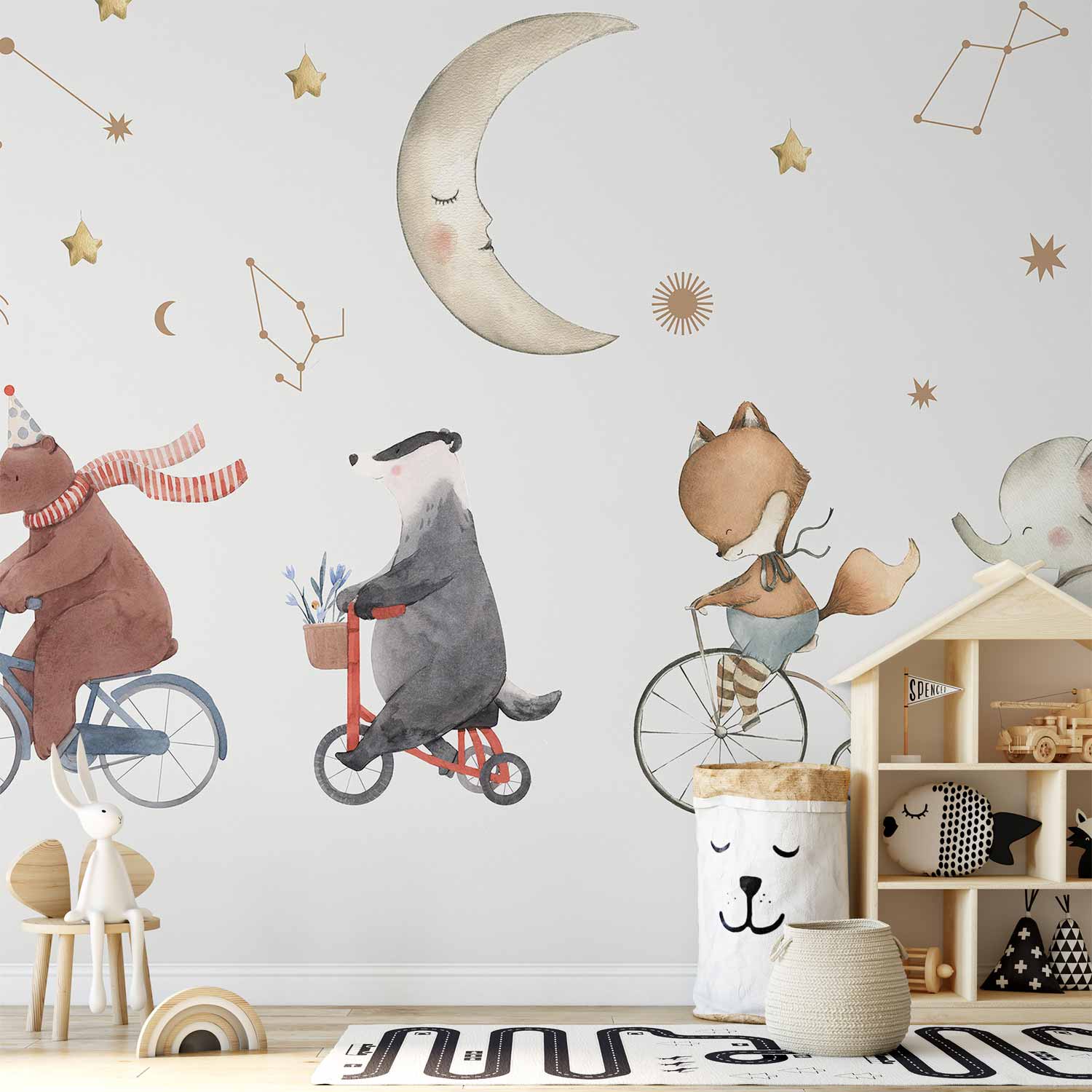 Wall Mural Subtle Animals Among the Stars Watercolour