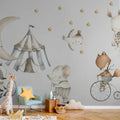 Watercolour Moon and Stars Animals Wall Mural