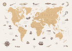 Wall Mural Sea Wolf Map - Countries With Pirate Illustrations