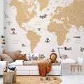 Sea Wolf Pirate World Map Wall Mural