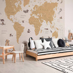 Sea Wolf Pirate World Map Wall Mural
