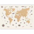 Wall Mural Sea Wolf Map - Countries With Pirate Illustrations
