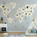Wall Mural Pastel Planet Map Animals Underwater Plants