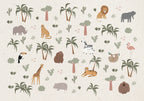 Wall Mural - African Composition - Animals for the Children's Room on a Paper Background