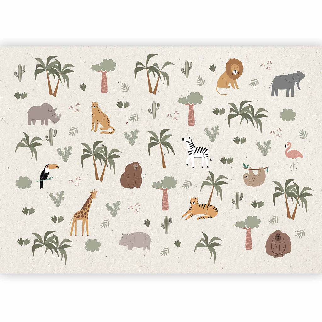 Wall Mural - African Composition - Animals for the Children's Room on a Paper Background