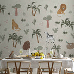 Wall Mural - African Composition - Animals for the Children's Room on a Paper Background