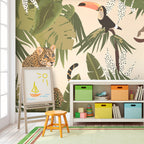 Wall Mural Leaves & Shapes Jungle Animals for Kids