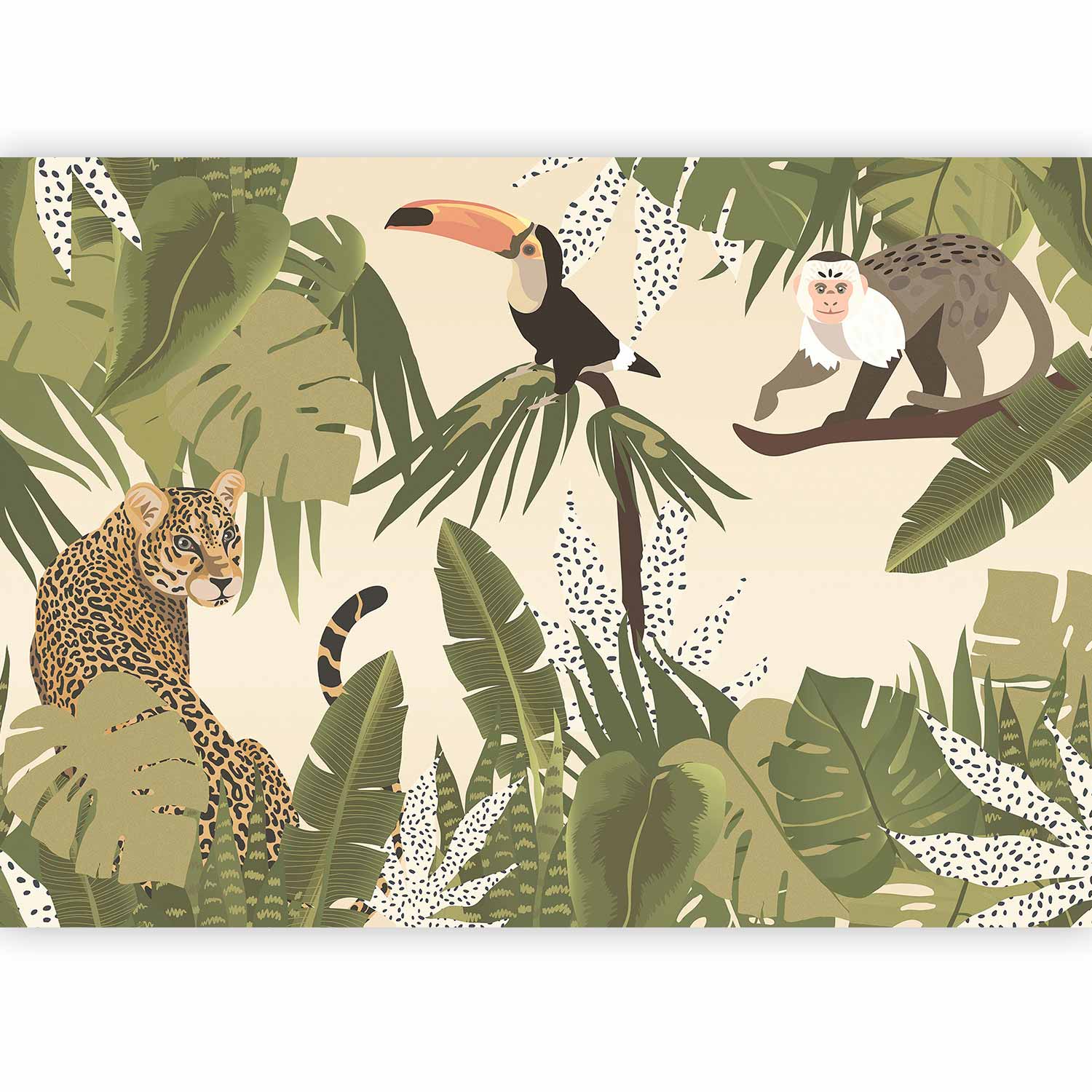 Wall Mural Leaves & Shapes Jungle Animals for Kids
