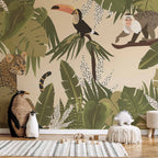 Wall Mural Leaves & Shapes Jungle Animals for Kids