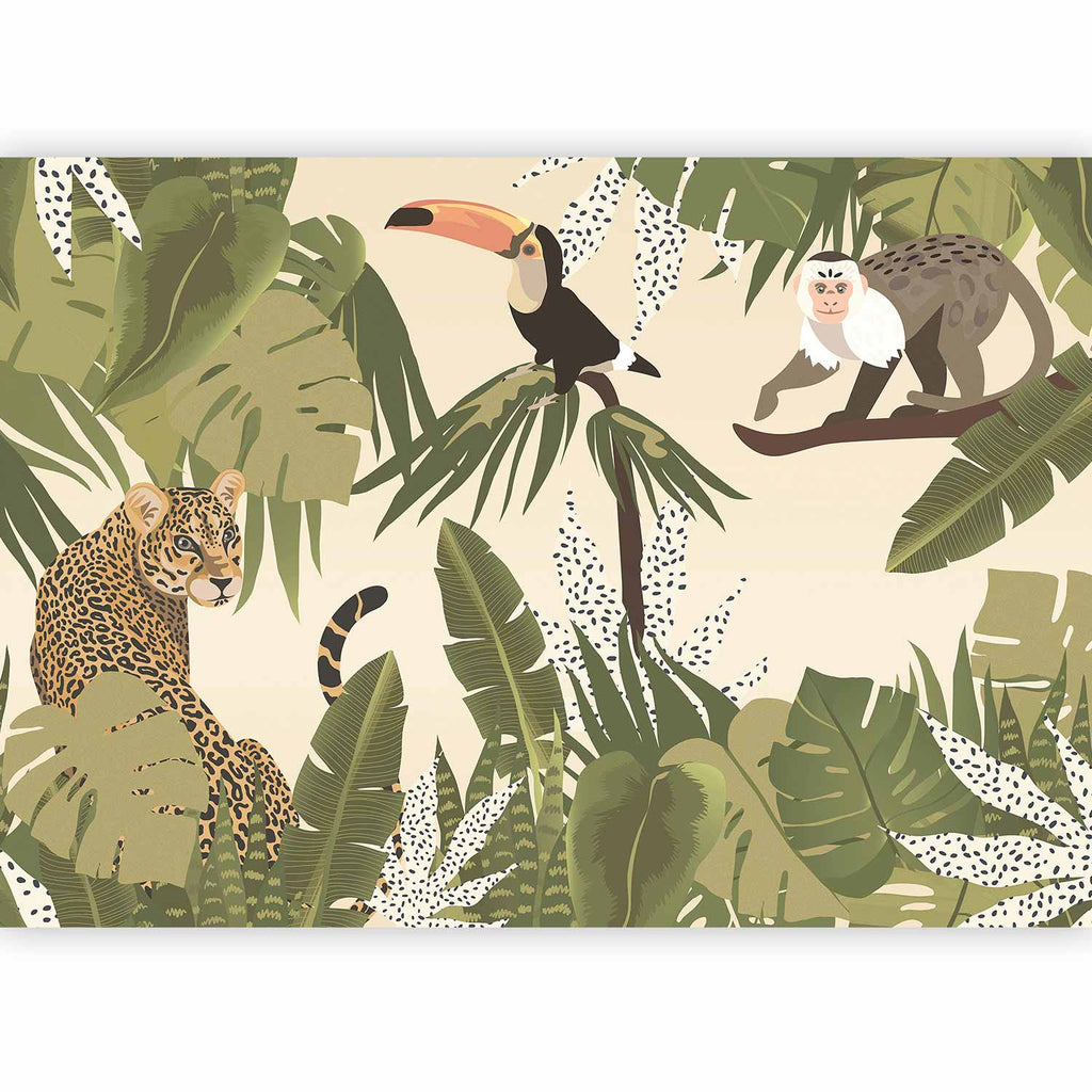 Wall Mural Leaves & Shapes Jungle Animals for Kids