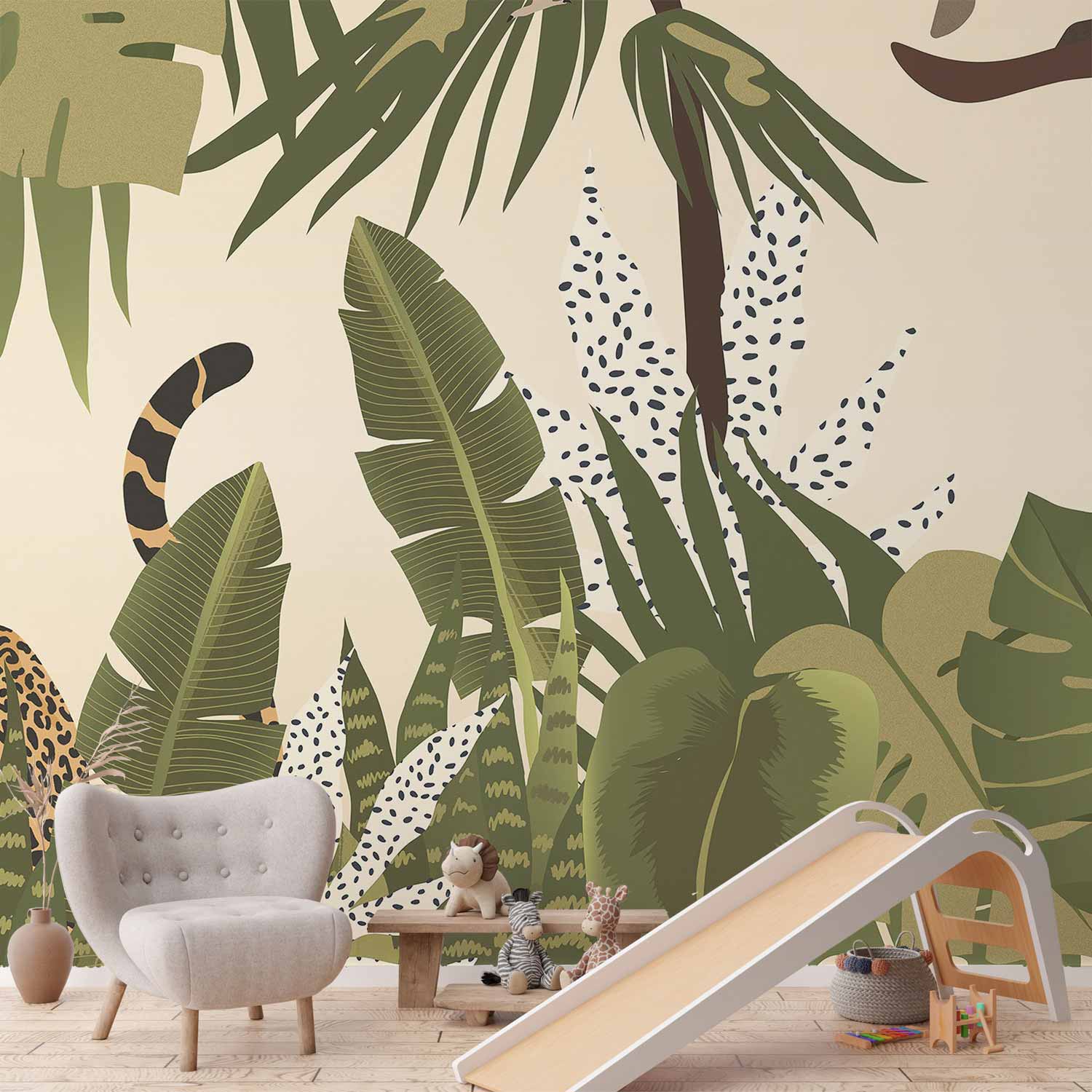 Wall Mural Leaves & Shapes Jungle Animals for Kids