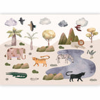 Wall Mural for Toddlers Savannah Animals in Pastel Colours
