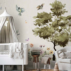 Spring Meadow Watercolor Flowers Wall Mural