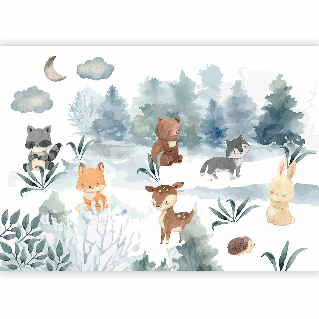 Wall Mural Forest Games Animals in Forest Watercolors