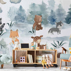 Wall Mural Forest Games Animals in Forest Watercolors