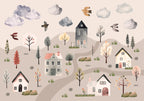 Wall Mural - Scandinavian Valley in Pastel Watercolors