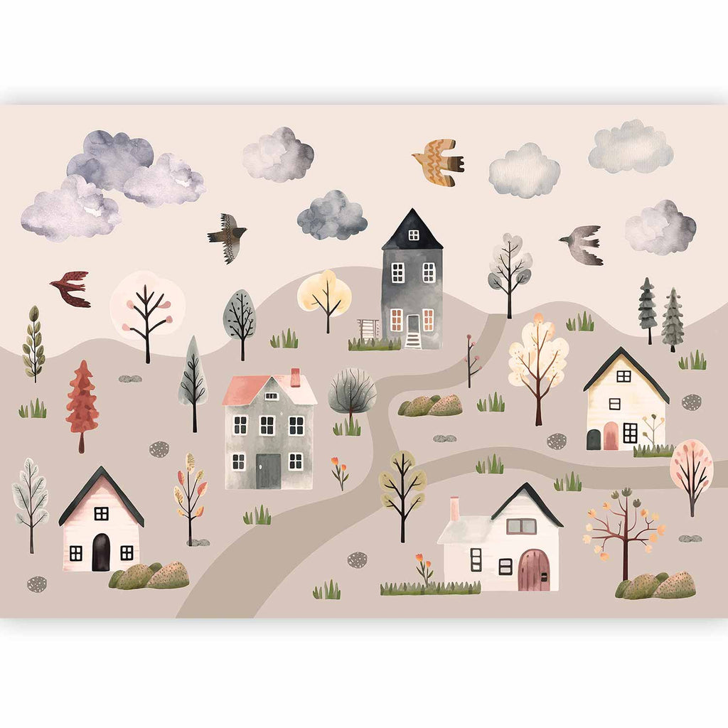 Wall Mural - Scandinavian Valley in Pastel Watercolors