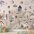 Wall Mural - Scandinavian Valley in Pastel Watercolors