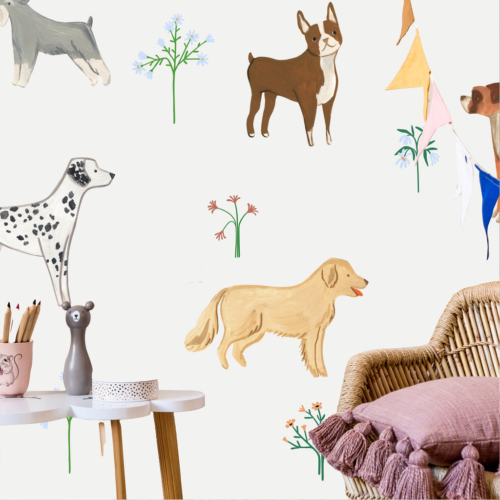 Wall Mural Doggies: Subtle Illustration for Children