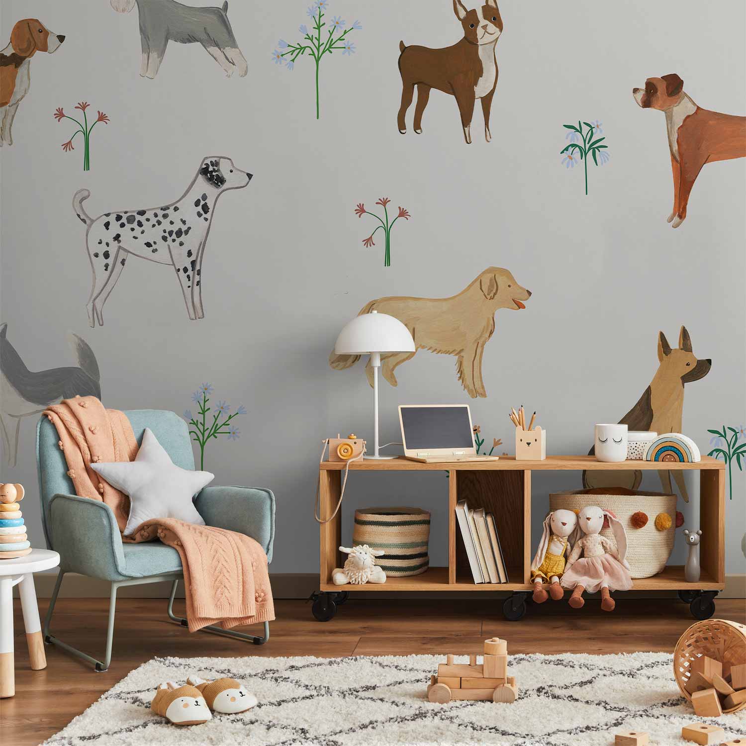 Subtle Dog Illustration Children Wall Mural