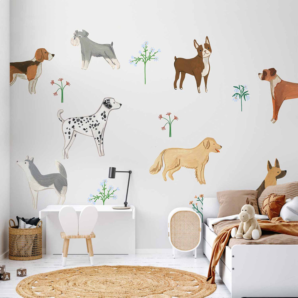 Wall Mural Doggies: Subtle Illustration for Children