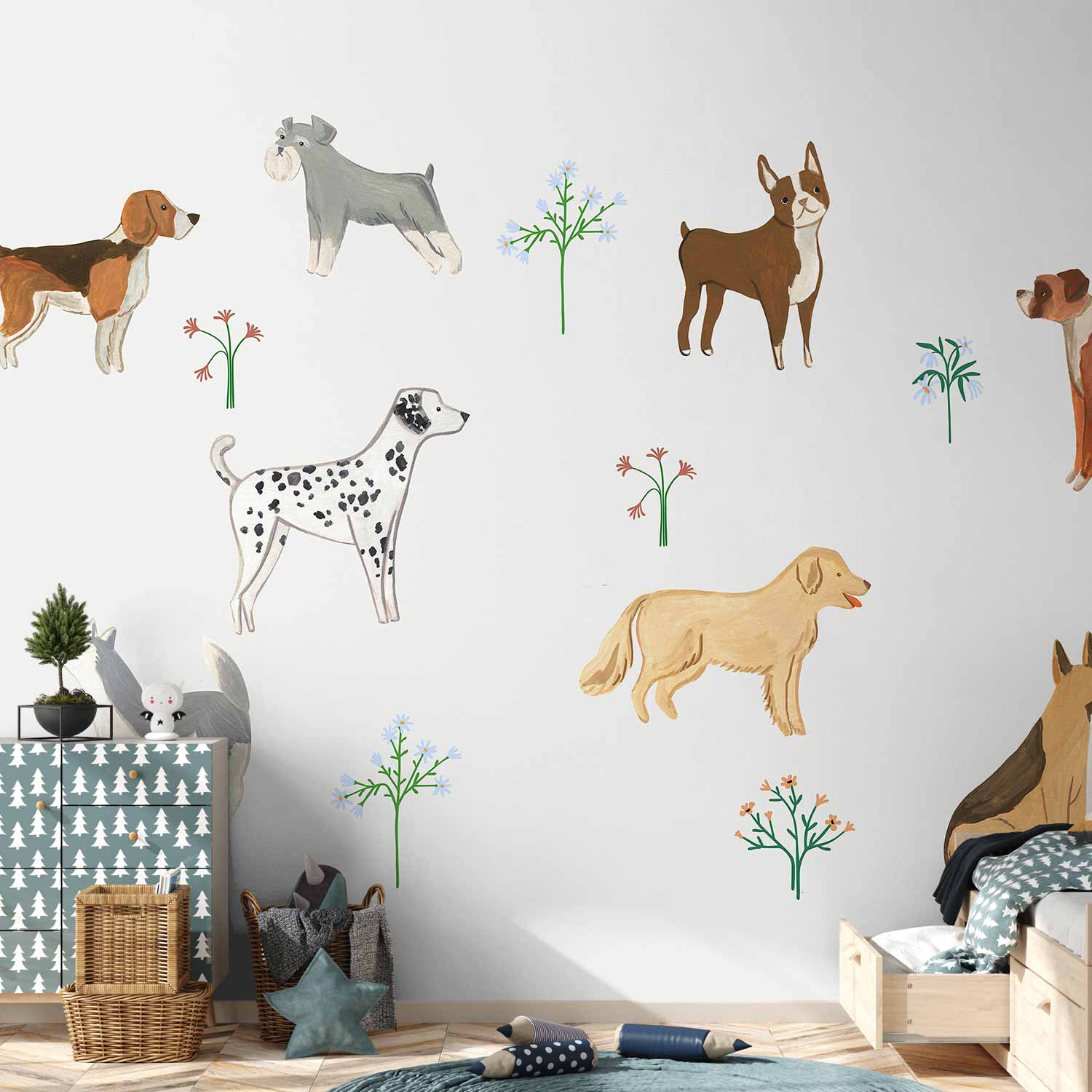 Subtle Dog Illustration Children Wall Mural